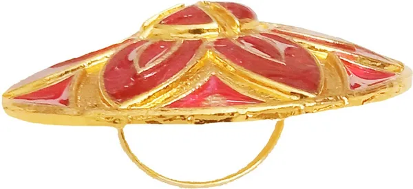 Assamese_Traditional_Copper_Gold_Plated_Red_Colour_Finger-Ring_For_Girls_&_Women